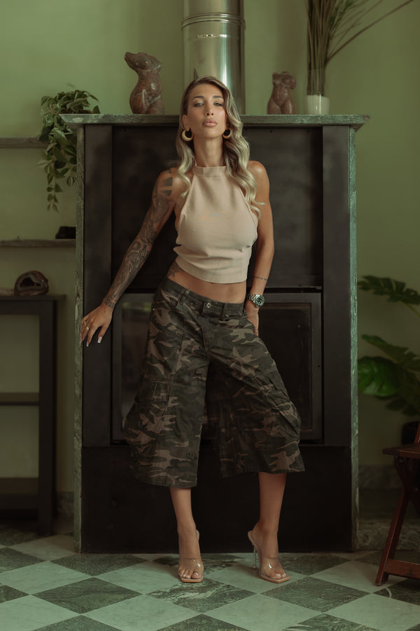 TOP SATIN CAMEL