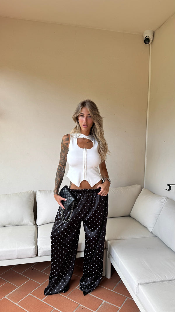 PANTALONE POIS NERO