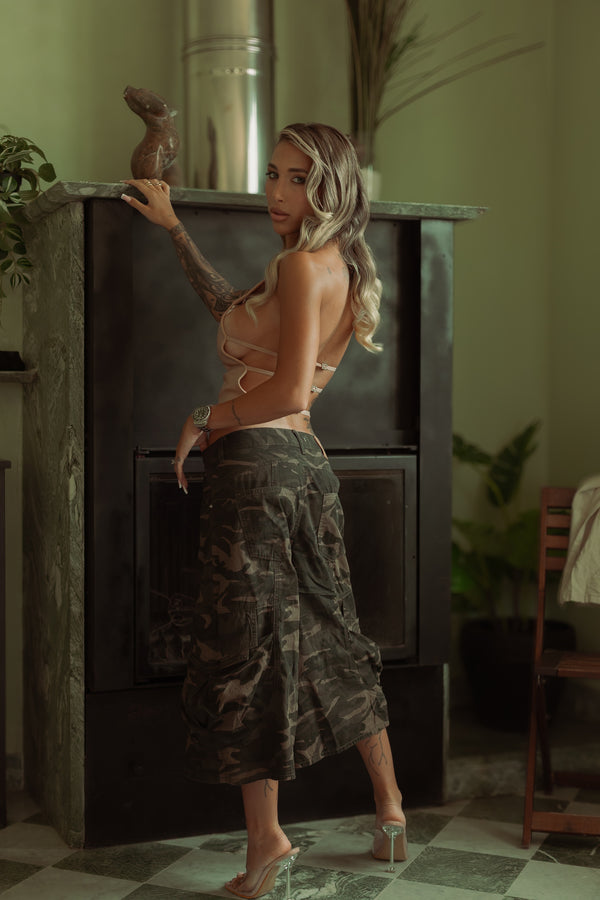 TOP SATIN CAMEL
