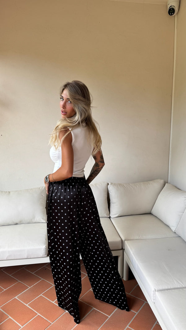PANTALONE POIS NERO