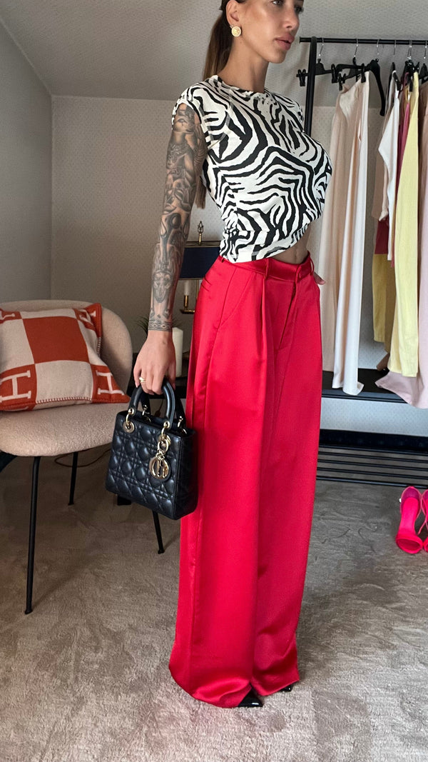 Pantalone raso rosso