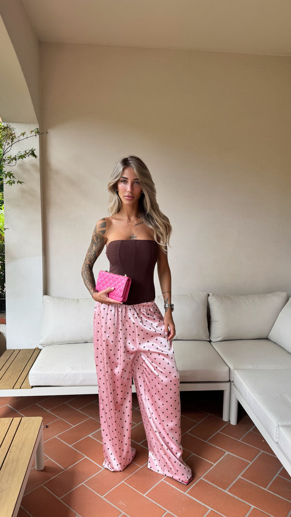 PANTALONE POIS ROSA