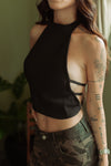 TOP SATIN NERO